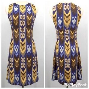 Tory Burch Kiersten Ikat print dress sleeveless Knee lenght Gillter Lined 2 BoxD